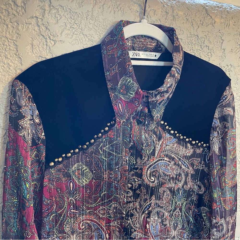 ZARA | button down stud blouse - Picture 6 of 6